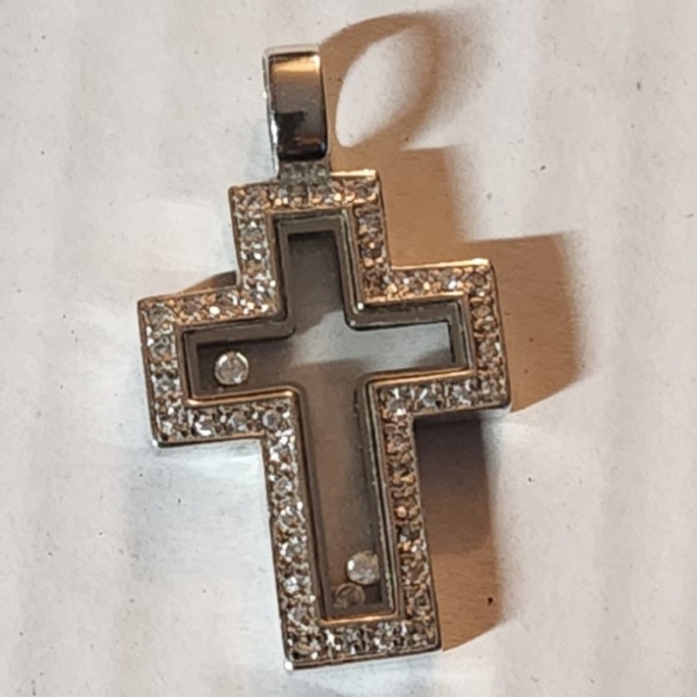 Sterling silver cz cross pendant